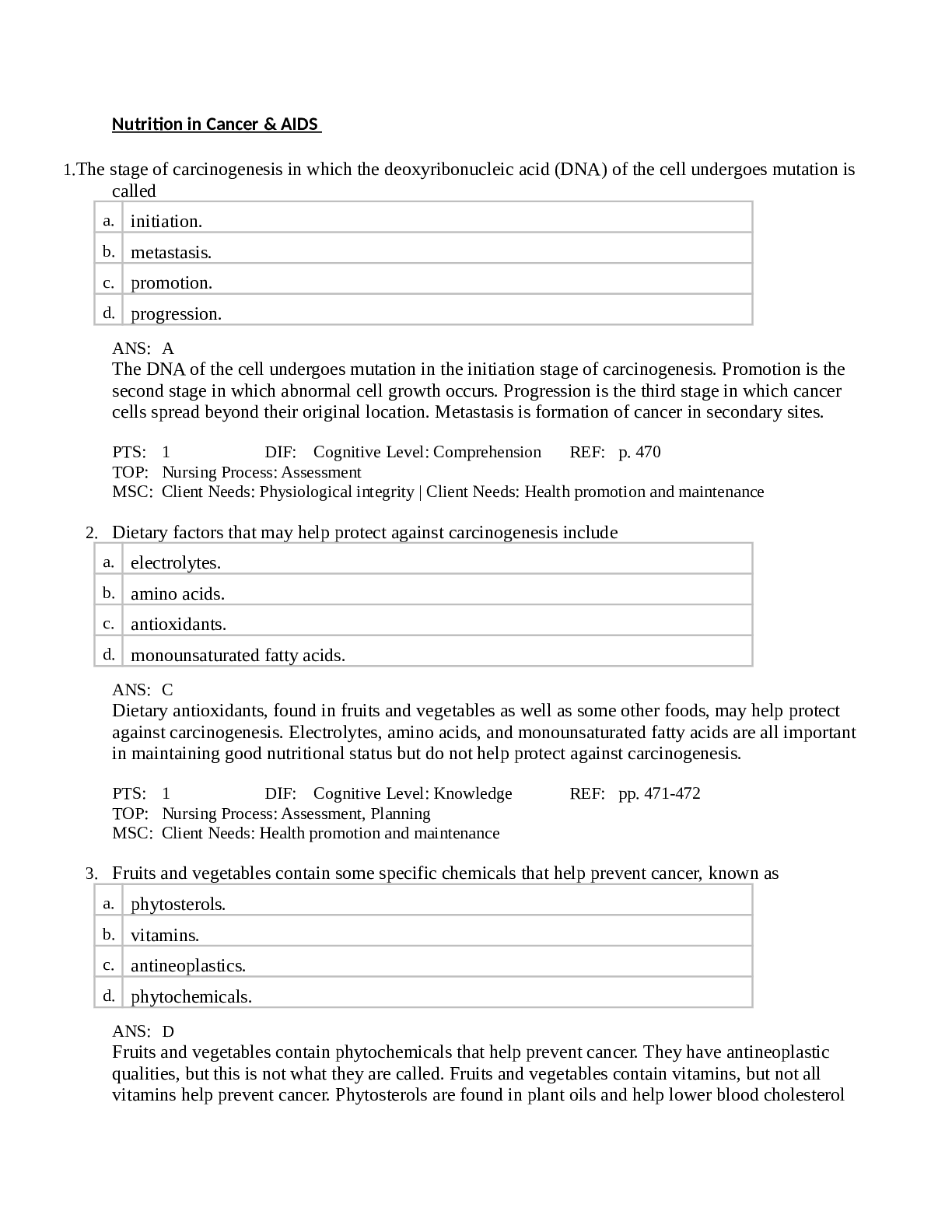 Preview image for NR 228 Nutrition in Cancer & AIDS 100% UPDATED